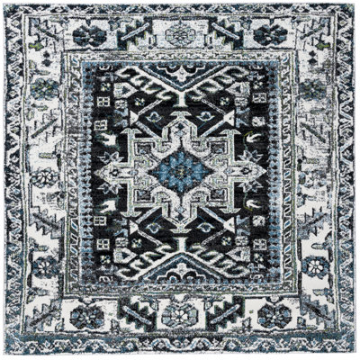 Tapis oriental gris foncé / ivoire