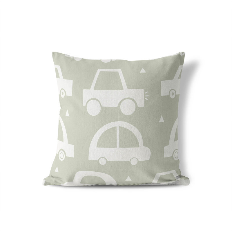 Coussin Driveway, H 16 po x l 16 po, Vert pâle / ivoire