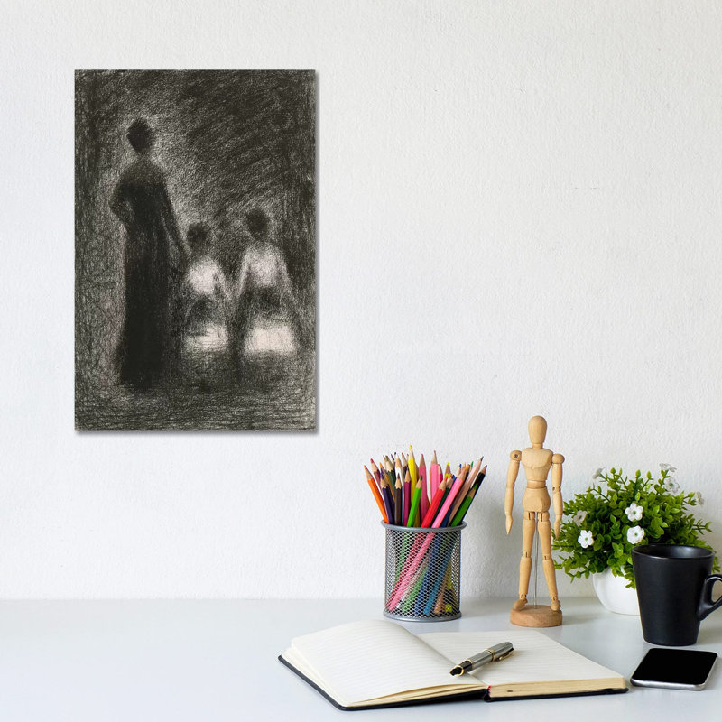 Femme Avec Deux Fillettes 1882-1884 by Georges Seurat - Wrapped Canvas Print, 20.32 cm H x 30.48 cm W