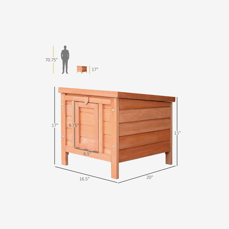 Petit nichoir en bois pour lapin avec cage de cochon d'Inde avec toit ouvert et imperméable, naturel