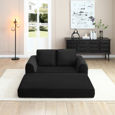 Canapé-lit pliant convertible 2-en-1, canapé-lit en velours côtelé moderne avec 2 * coussins, causeuse modulaire rembourrée et désossée avec lit escamotable, canapé-lit modulaire pliant pour le salon