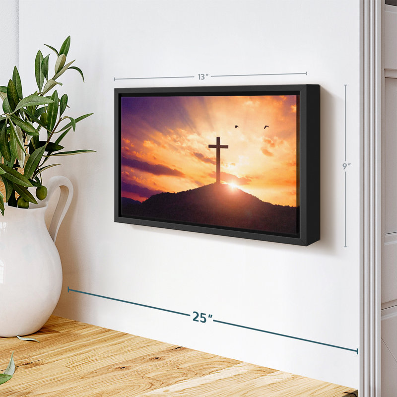«Hilltop Cross Sunset», reproduction sur toile, H 9 po x l 13 po