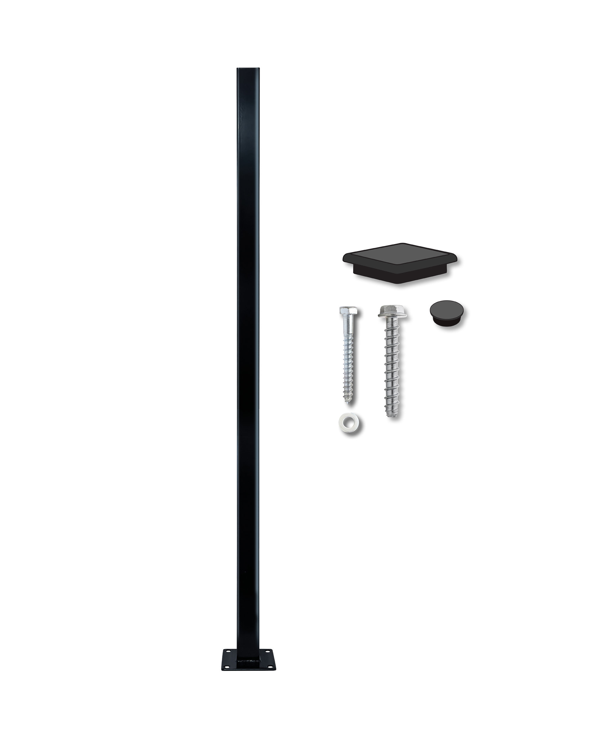 OUTDECO 75 In. Above Ground Galvanized Steel Fence Post With Welded Base Plate (For Privacy