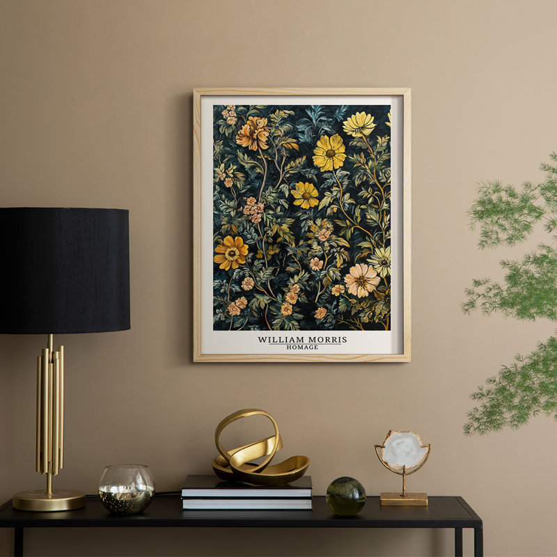 Imprimé encadré en bois massif de la série «V» de William Morris, Naturel, 11" H x 9" W