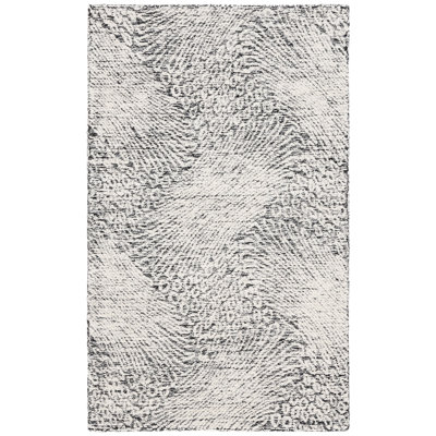 Tapis ivoire / noir en coton et laine touffetés à la main Dietwald