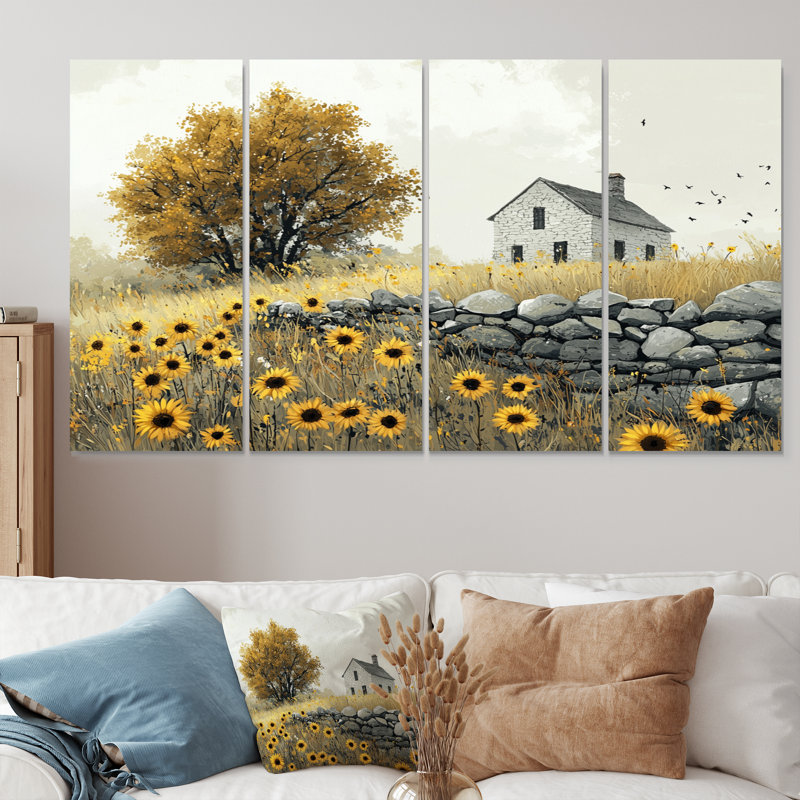 Dolme - art mural tournesols - Art mural sur toile Traditi, H 28 po x l 48 po, 4