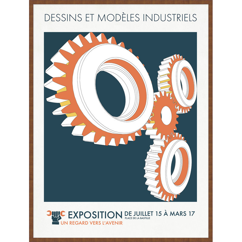 Exposition - Publicité encadrée sur papier, H 58 po x l 44 po x P 1,25 po