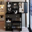 Petit - Petit meuble-lavabo avec tiroir à gauche 29,2 po et tabouret, très grand miroir coulissant, rangement multi-couches, style américain, compatible noir