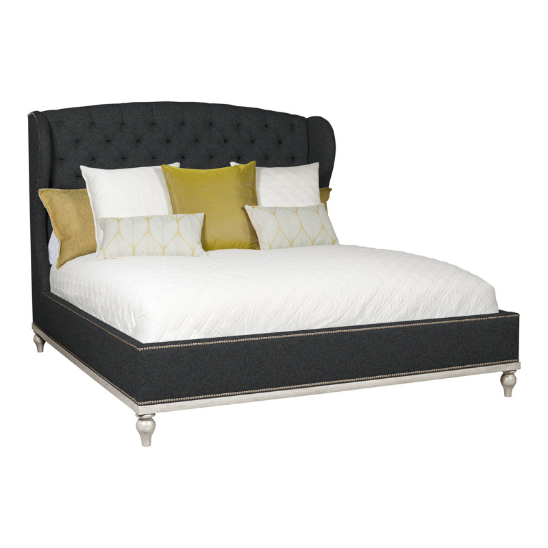Emma King Tufted Upholstered Low Profile Panel Bed, Ian Lagoon, No, Navajo