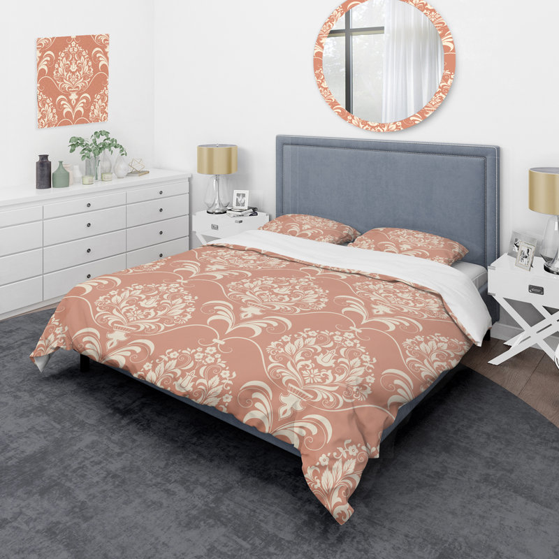 Ensemble de housse de couette en microfibre orange / blanc 3 pièces
