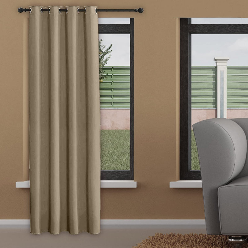 Panneau de rideau simple occultant et isolant en lin de couleur unie avec œillets, Beige, L 52 po x L 13,77 po