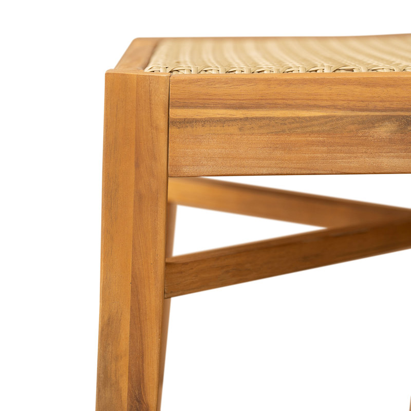 Chaise en bois d'acacia avec osier brun clair Netro