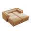 Élégant canapé en chenille à 2 places avec 2 sièges repose-pieds, dossier cylindrique et accoudoirs, causeuse en tissu moderne avec espace de rangement caché