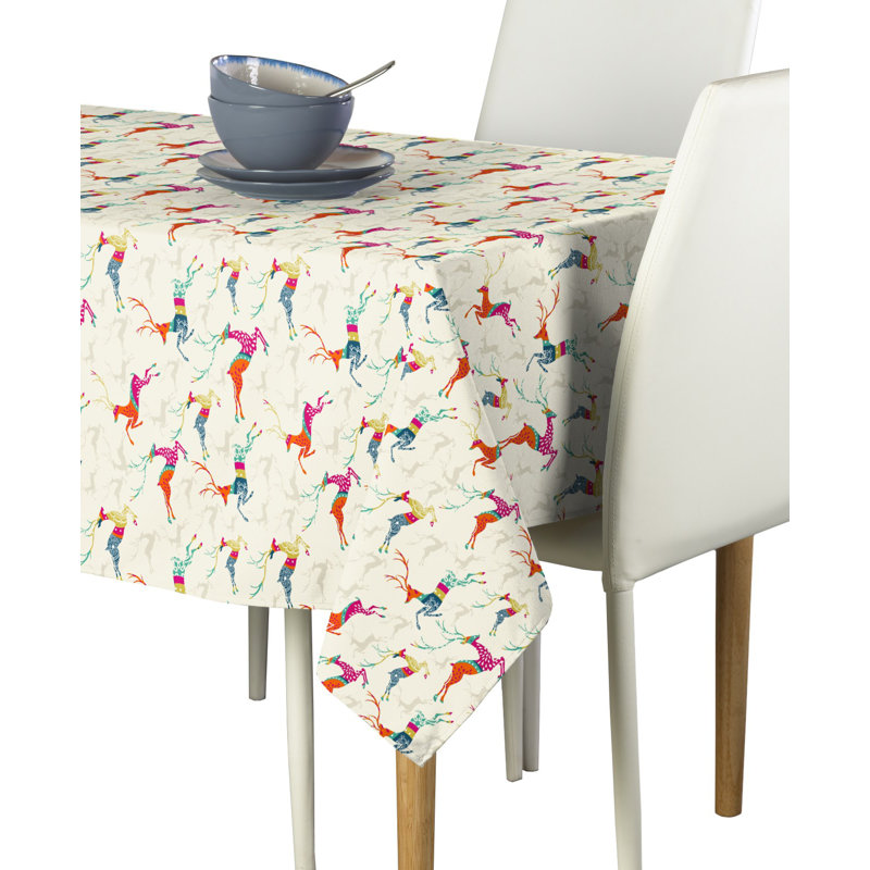 Lianne Geometric Christmas Tablecloth, 104" L x 60" W
