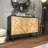 Adaleena Wood 1 Shelf and 2 Door Geometric Black Cabinet with Wood Inlay