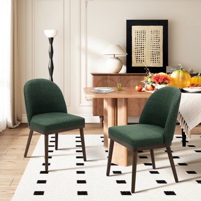 Wide Upholstered Solid Wood Dining Chairs