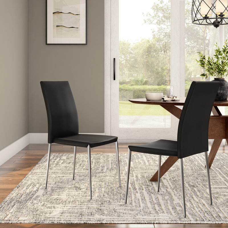 Chaise d'appoint rembourrée Parlex, Similicuir noir