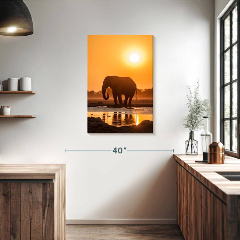 Brampt African Elephant At Sunset, 36" H x 24" W