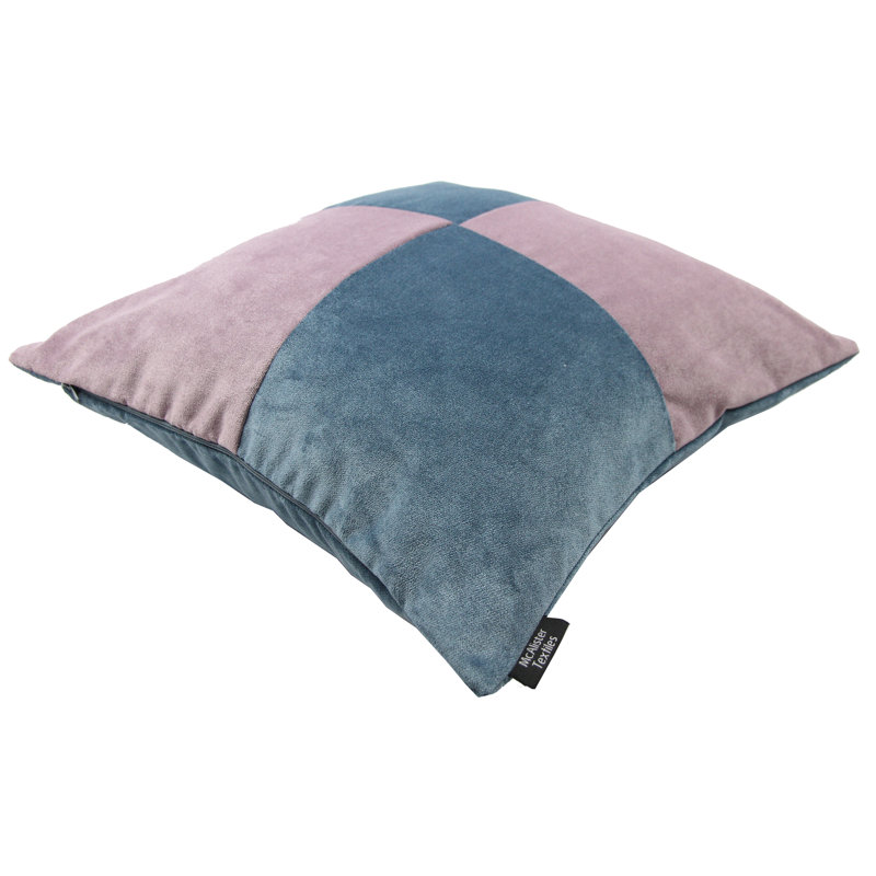 Ephialtes Patchwork Square Throw Cushion, 43 x 43cm, Petrol Blue/Heather