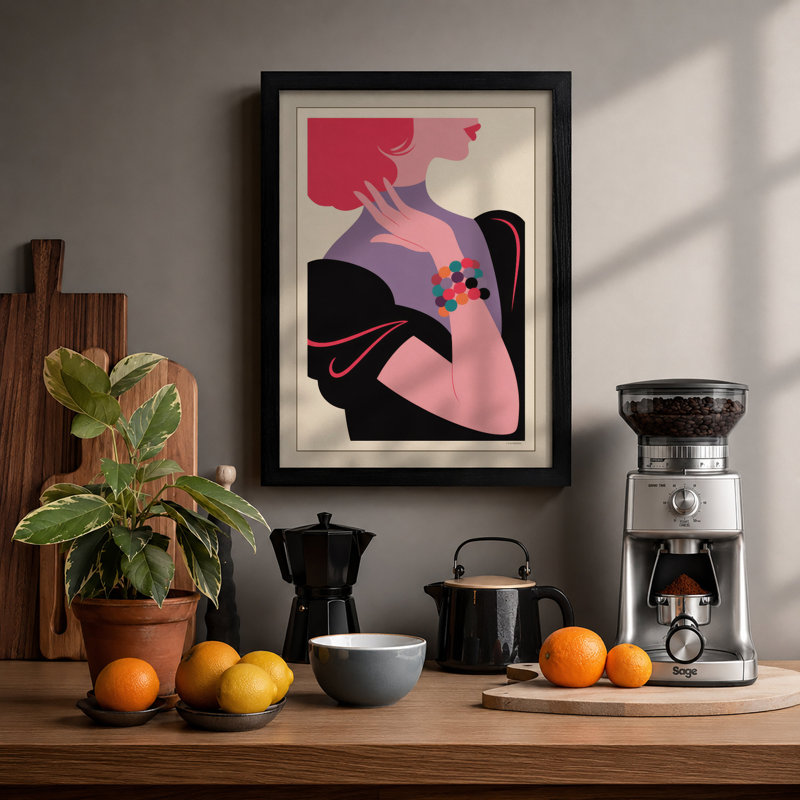 Figure in Repose Mid-Century - Framed Print, A4 - 29.7 x 21.0 cm, Black