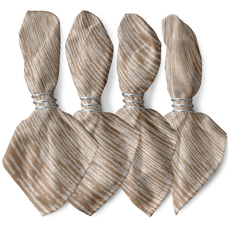 Luzia Polyester Abstract Square Napkin, Taupe