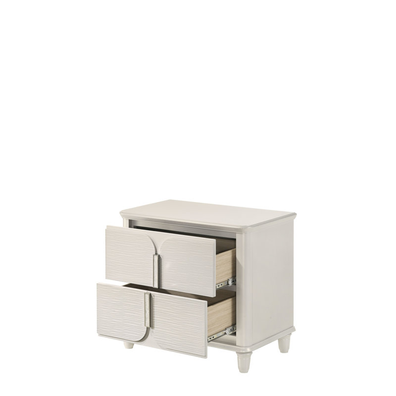 Modern Acrylic Nightstand In White - Spacious Interior Storage Practical Functionality Offered