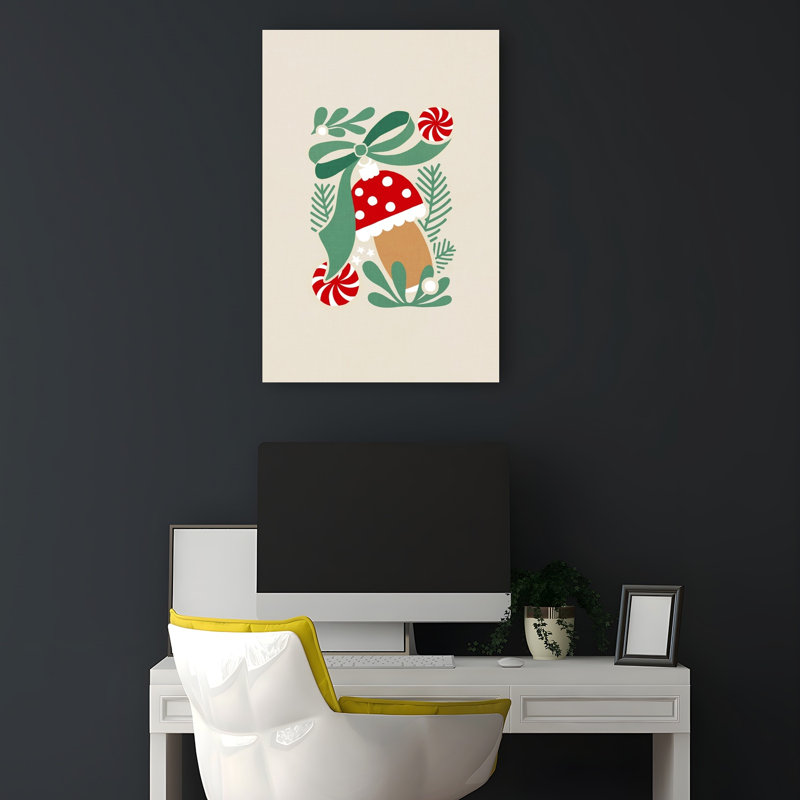 «Whimsical Christmas Mushroom Whimsical Abstract Contemporary Winter Winter Landscape», reproduction d'art mural