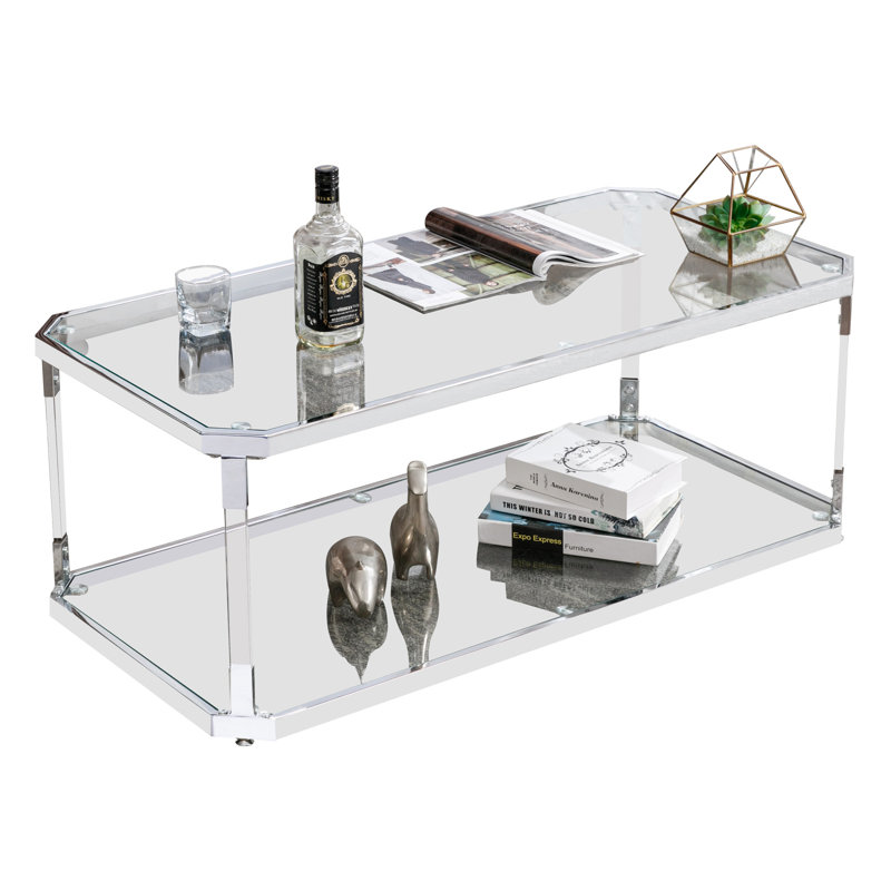 Lennert Rectangular Glass Coffee Table for Living Room