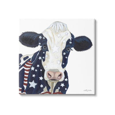 «Country Americana Cow Flag Pattern» par Ashley Justice, impression sur toile tendue