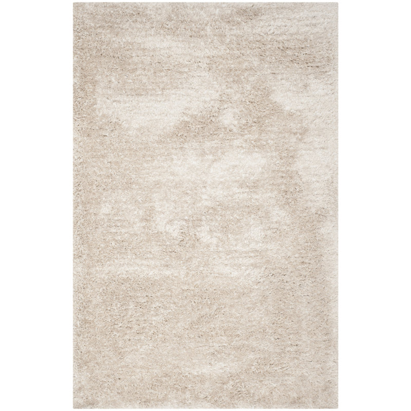 Delane Handmade Shag Champagne Area Rug, Rectangle 6' x 9'