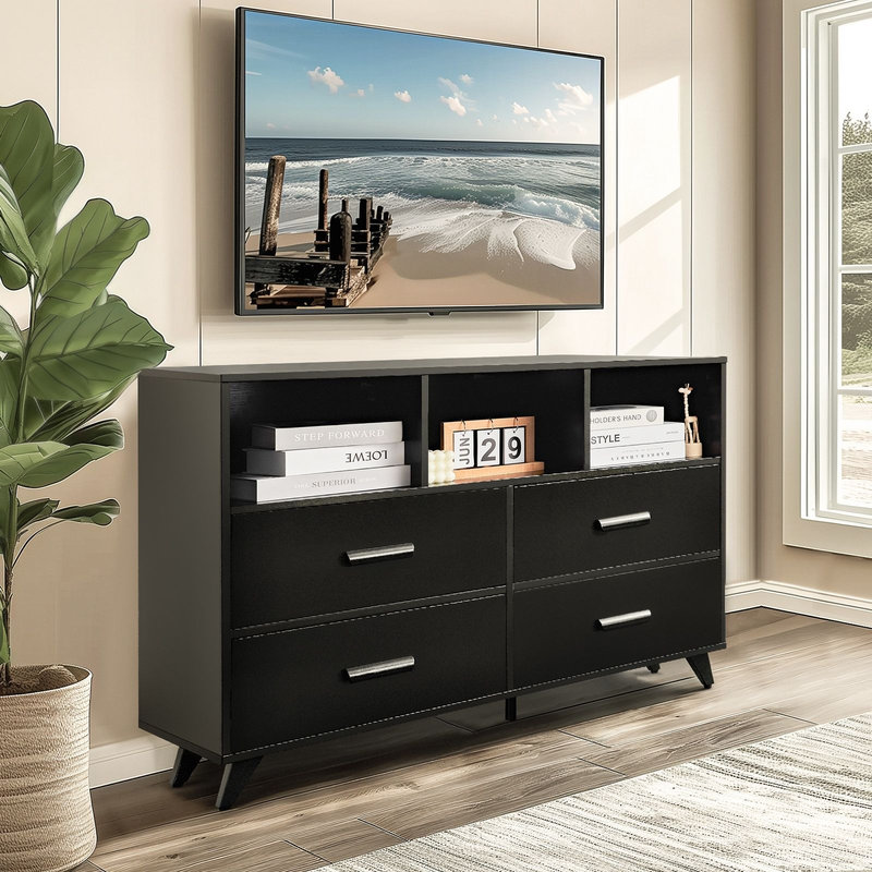 Meuble télé compact avec rangement - élégant et peu encombrant, noir