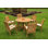 Grade-A Teak Wood Dining Set: 48" Round Butterfly Table And Wave Stacking Arm Chairs #01Wvg