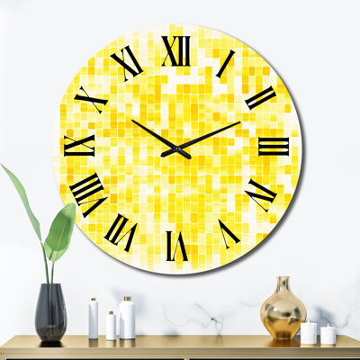 Sunshine Philosophy Of Life Minimal Yellow I Metal Wall Clock
