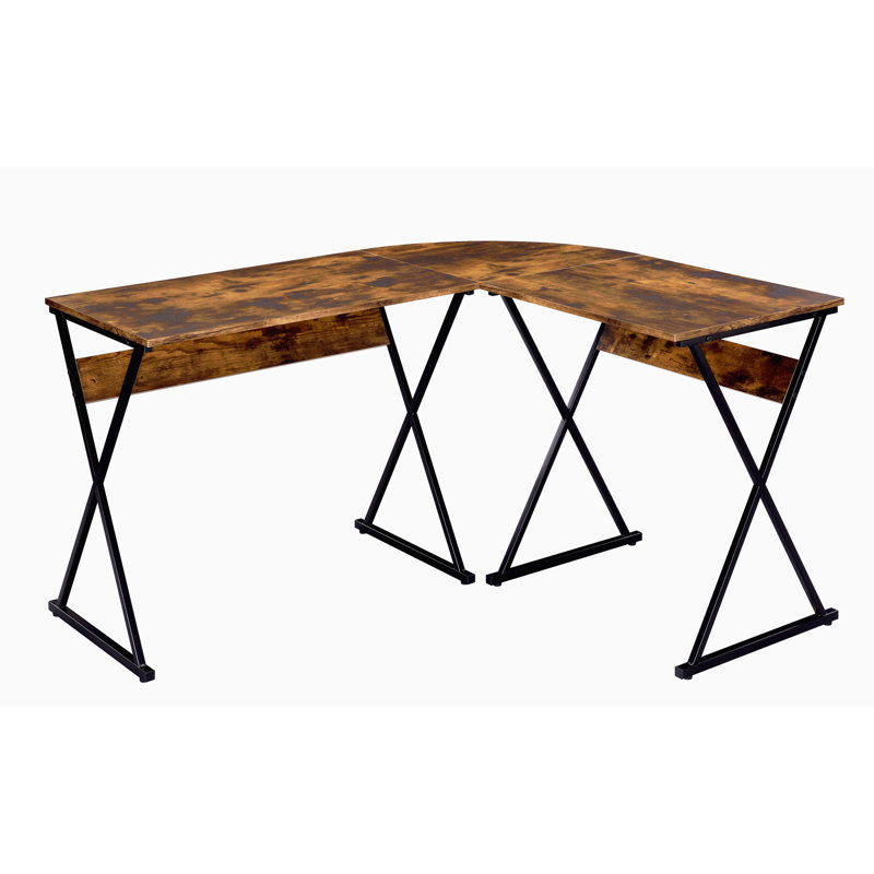 Bureau d'écriture en chêne patiné et noir avec base en métal