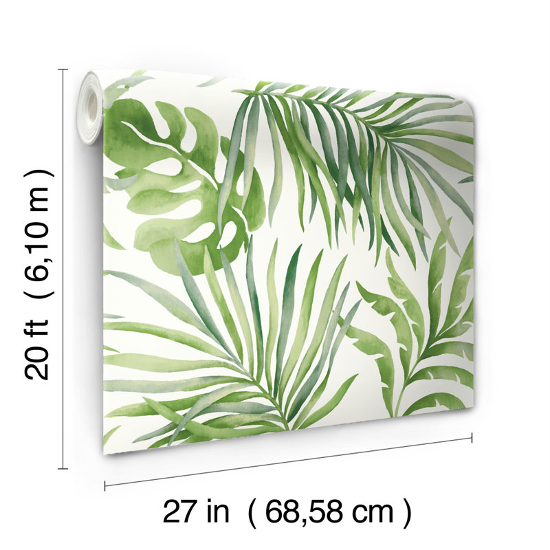 Paradise Palm Floral Peel & Stick Wallpaper Roll, Green