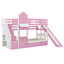 Lit superposé simple au-dessus d'un lit simple de style château avec glissière et escalier de rangement, lit superposé avec 2 tiroirs et 3 tablettes-1860131747