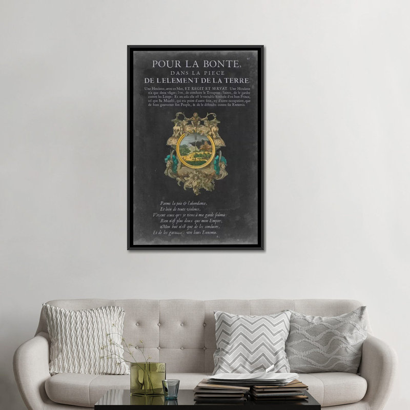 « rétro bookplate i », art textuel sur toile tendue, H 60 po x l 40po x P 1,5 po, Toile avec cadre noir, Pas de tapis