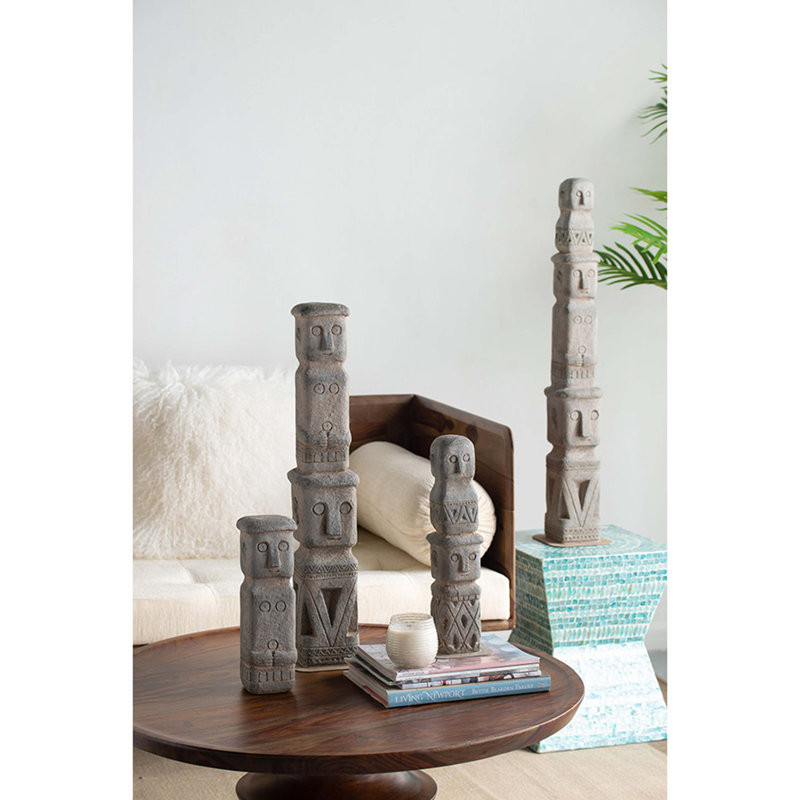 Décor de tribu ancienne 3,5 x 3,5 x 15,7 po, décoration de jardin intérieur / extérieur