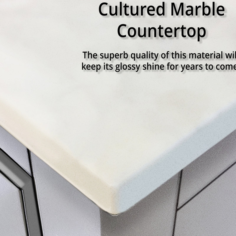 24 In. W X 20 D White Bath Vanity - Cultured Marble Counter & 18 Mirror Ample Storage Space With Cabinets And Drawers Soft Close For A Clean Organized Bathroom