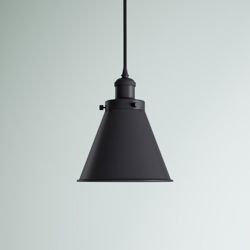 Luminaire suspendu conique à 1 lumière Donovan, DEL, Noir mat