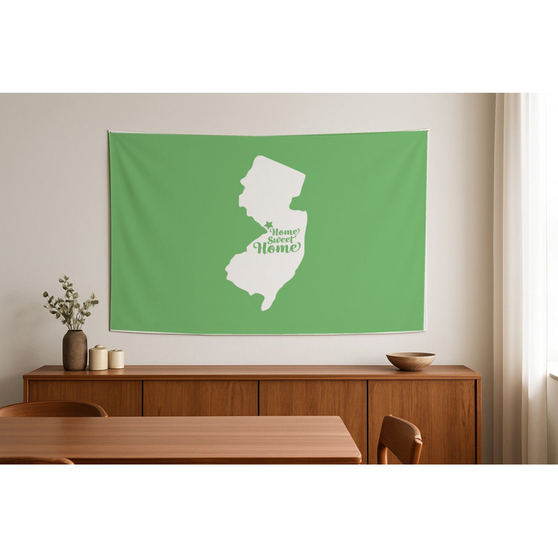 Douce maison Trenton — Silhouette de l'État du New Jersey — Tapisserie murale tissée de paysage, H 26 po x l 36 po