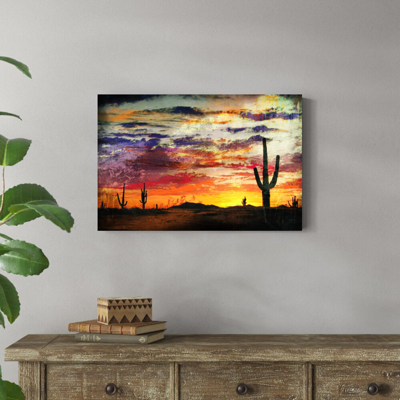 Desert Sunset - peinture sur toile tendue, H 20 po x l 30 po