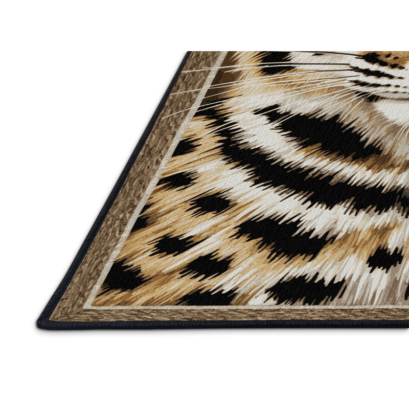 Washable Bobcat Big Cats Area Rug, Rectangle 4' x 6'