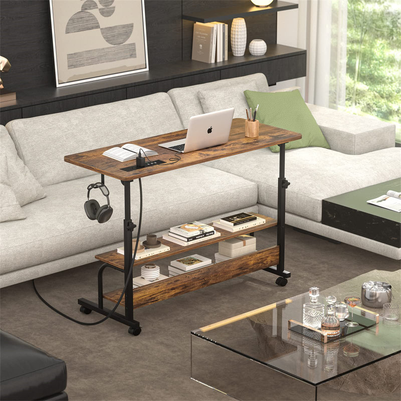 Metal Base Computer Desk, Brown/Black
