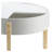 Bodfish White & Natural Round Coffee Table with Hidden Storage - Modern Living Room Wooden Coffee Table for Small Spaces