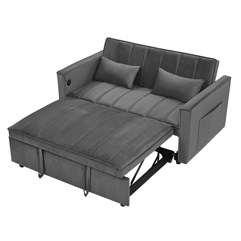 Versatile Upholstered Sofa with Pull - Out Function, Adjustable Backrest and Ample Storage Space for Multiple Living Spaces