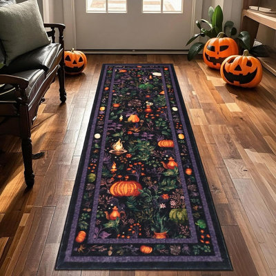 Fall Fantasy Runner Rug | Autumn Pumpkin Halloween Floor Runner | Non-Slip Washable Holiday Home Decor Rug