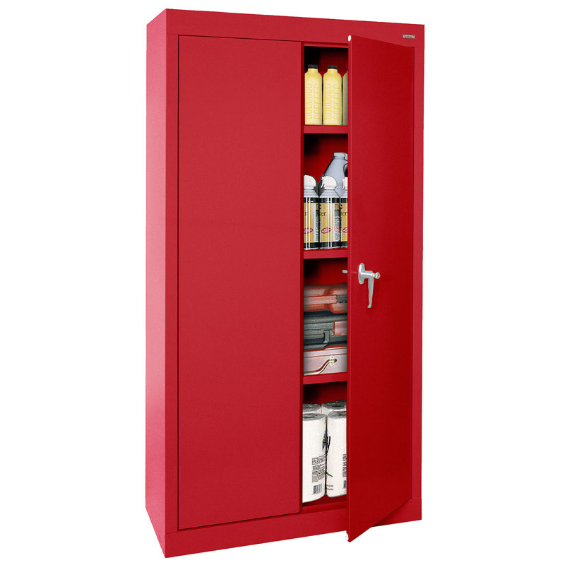 Steel Single Storage Cabinet ( 66'' H x 30'' W x 18'' D), Red