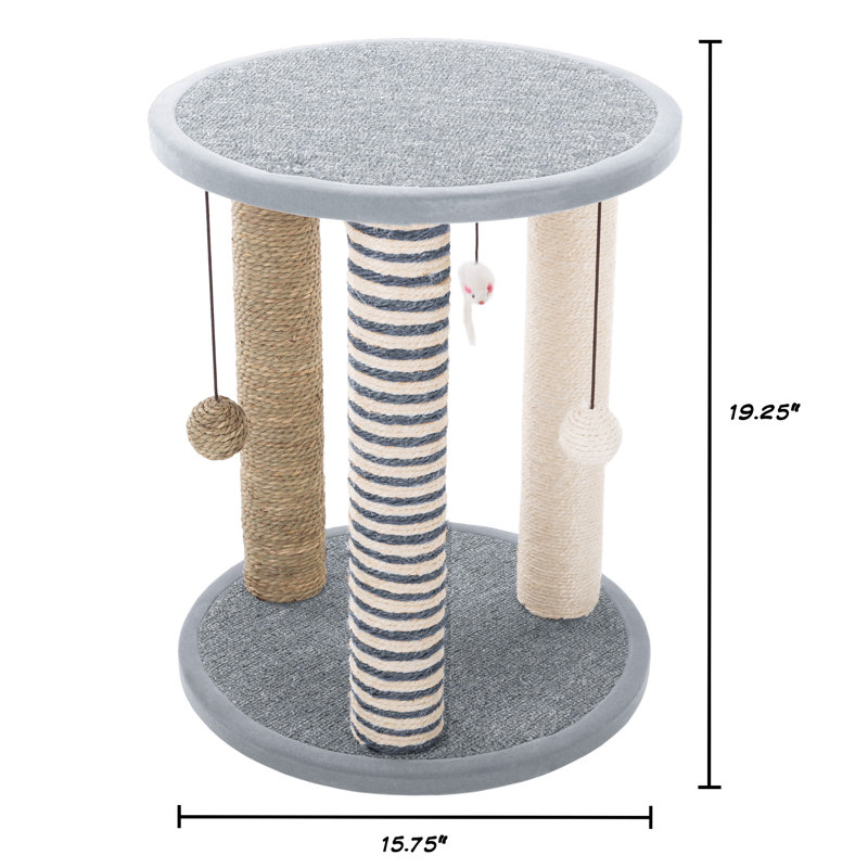 PETMAKER Cat Scratching Post - Scratcher Posts with Carpeted Scratch Pad Base and Perch - Furniture Scratching Deterrent for Indoor Cats
