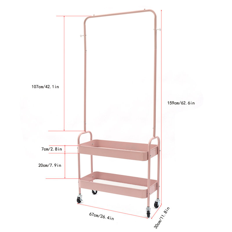 Portant à vêtements en métal 2 en 1 Farhee, Rose